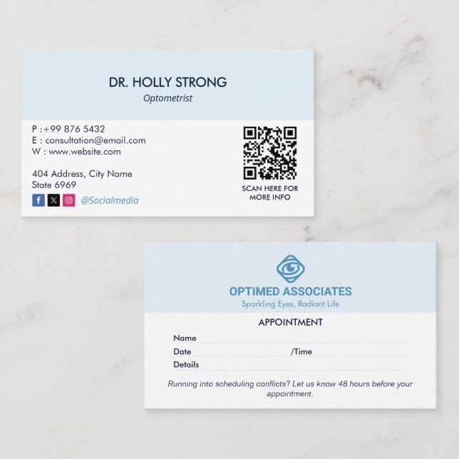 Ophthalmology Clinic Business | Clean Appointment Business Card (Front/Back)