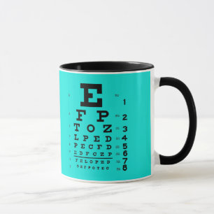 Ophthalmology Eye Chart Cyan & Black Combo Mug