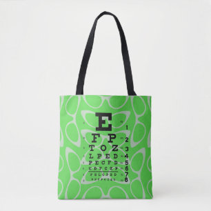 Ophthalmology Eye Chart Retro Cat Eyes Green Tote Bag