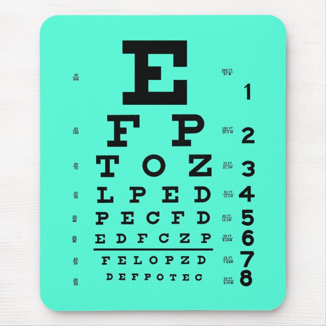 Ophthalmology Optometry Medical Eye Chart Aqua Mouse Pad (Front)