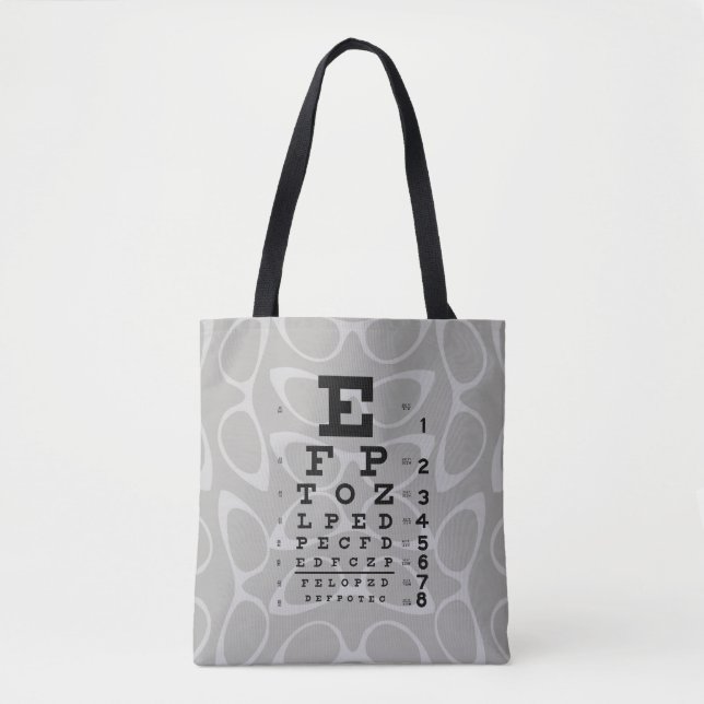 Ophthalmology Retro Eye Chart Cat Eyes Grey Tote Bag (Front)