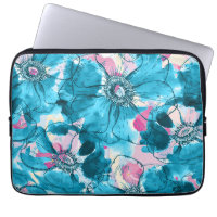 OPink and blue messy abstract flowers pattern