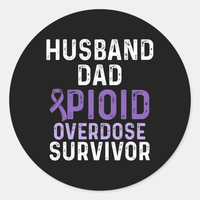 Opioid Overdose Awareness Warrior Survivor 16 Classic Round Sticker (Front)