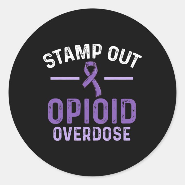 Opioid Overdose Awareness Warrior Survivor 55 Classic Round Sticker (Front)