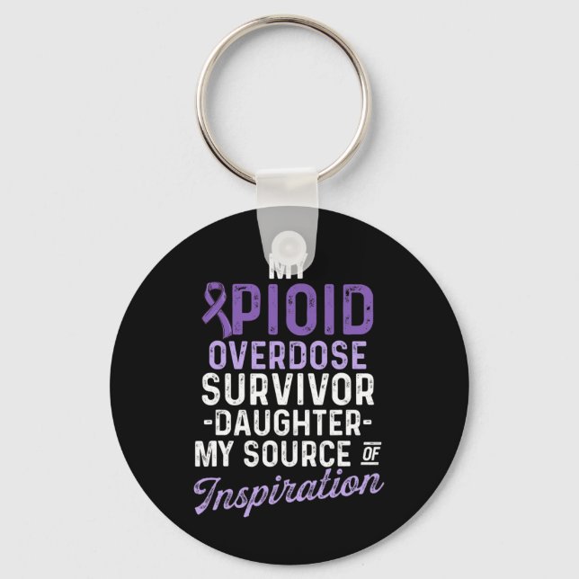 Opioid Overdose Awareness Warrior Survivor 60 Key Ring (Front)