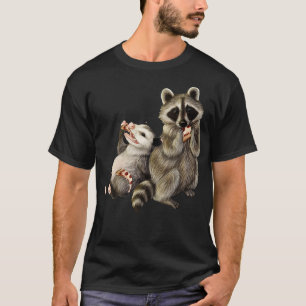Opossum and Racoon eating pizza T-Shirt