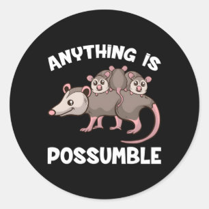 Opossum Anything Is Possumble Possum Family Classic Round Sticker