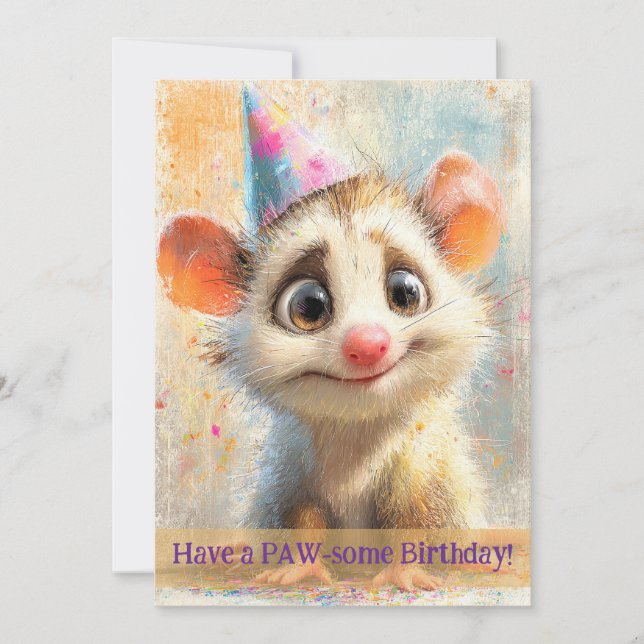 Opossum Birthday Card (Front)