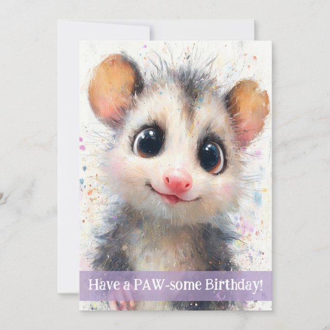 Opossum Birthday Card (Front)