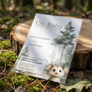 Opossum Birthday Invitation • Cute Woodland Party