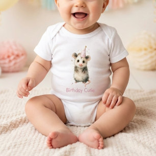 Opossum Birthday Romper • Woodland Animal Outfit Baby Bodysuit