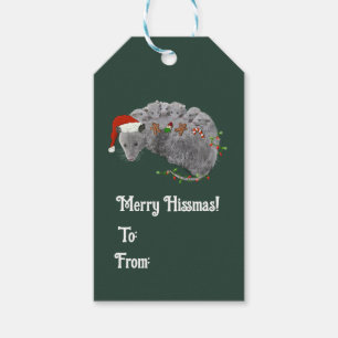 Opossum Christmas Baby Possums Wrapped in Lights Gift Tags