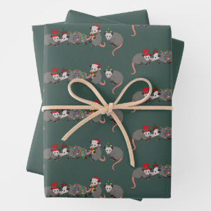 Opossum Christmas Cute Wild Animals Funny Xmas Wrapping Paper Sheet