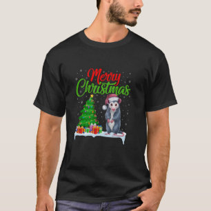 Opossum Christmas Tree Lights Funny Xmas Opossum L T-Shirt