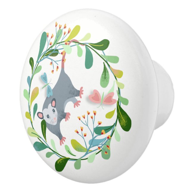 Opossum Circle Ceramic Pull (Right)