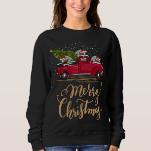 Opossum Driving Christmas Tree Red Truck Opossum C Sweatshirt