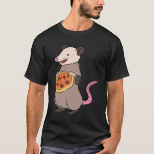 Opossum Eating Pizza Fast Food Rodent Cute Forest T-Shirt