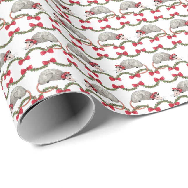 Opossum Holiday Wrapping Paper (Roll Corner)