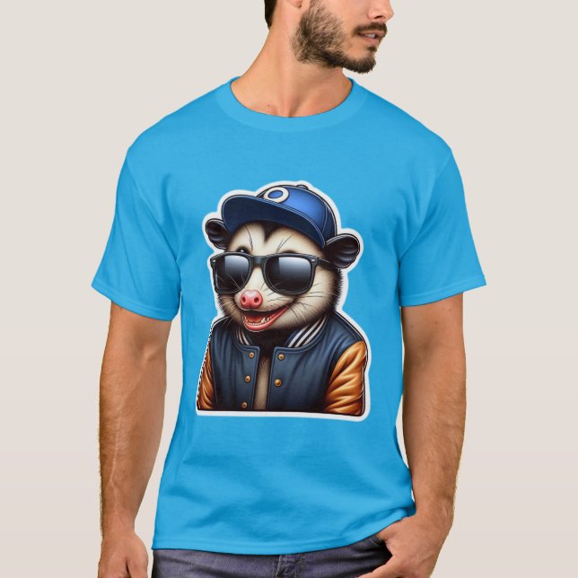 OPOSSUM IN VARSITY JACKET 4 T-Shirt (Front)