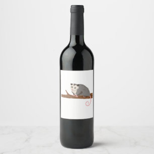 Opossum On Branch Wine Label