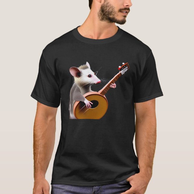 Opossum Playing a Banjo T-Shirt (Front)