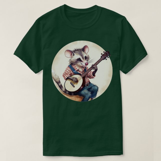 Opossum playing banjo 3 T-Shirt (Design Front)