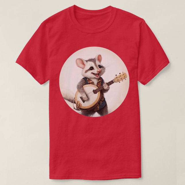 Opossum playing banjo 4 T-Shirt (Design Front)