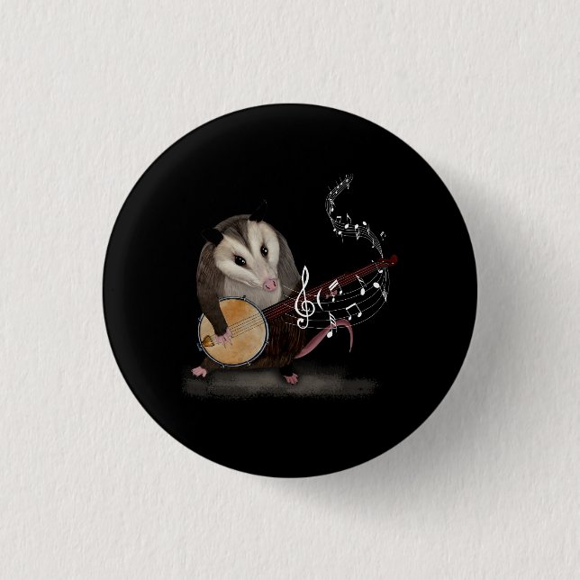 Opossum Playing Banjo Guitar Possum Live Weird Tra 3 Cm Round Badge (Front)