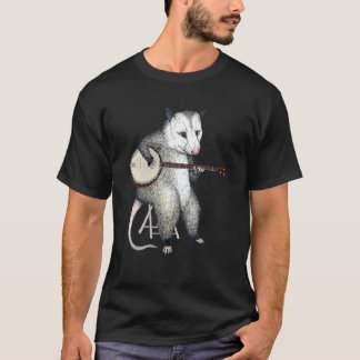 Opossum Playing Banjo Guitar Possum Live Weird Tra T-Shirt