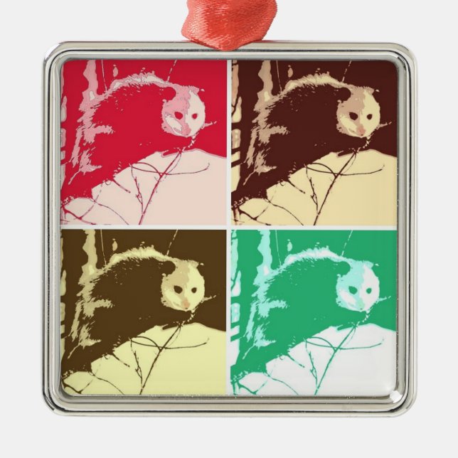 Opossum Pop Art Metal Tree Decoration (Front)