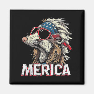 Opossum Possum - Funny 4th of July American Flag Magnet