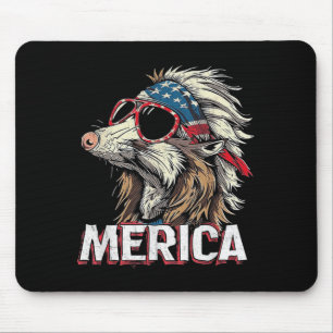 Opossum Possum - Funny 4th of July American Flag Mouse Pad