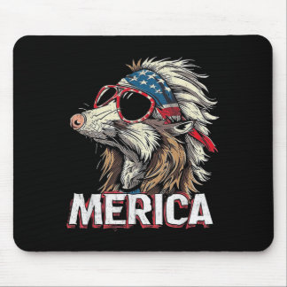 Opossum Possum - Funny 4th of July American Flag Mouse Pad