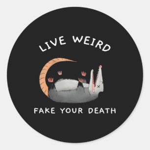 Opossum Possum Live Weird Fake Your Death Classic Round Sticker