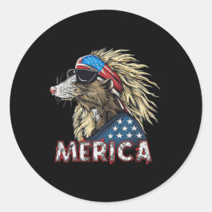 Opossum Possum - Patriotic Usa 4th Of July America Classic Round Sticker