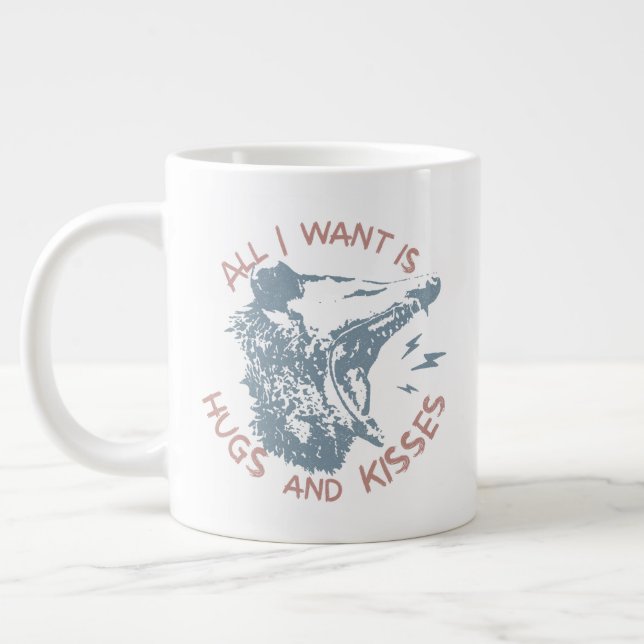 Opossum Possum Wishing For Love Funny Animal Meme Large Coffee Mug (Left)