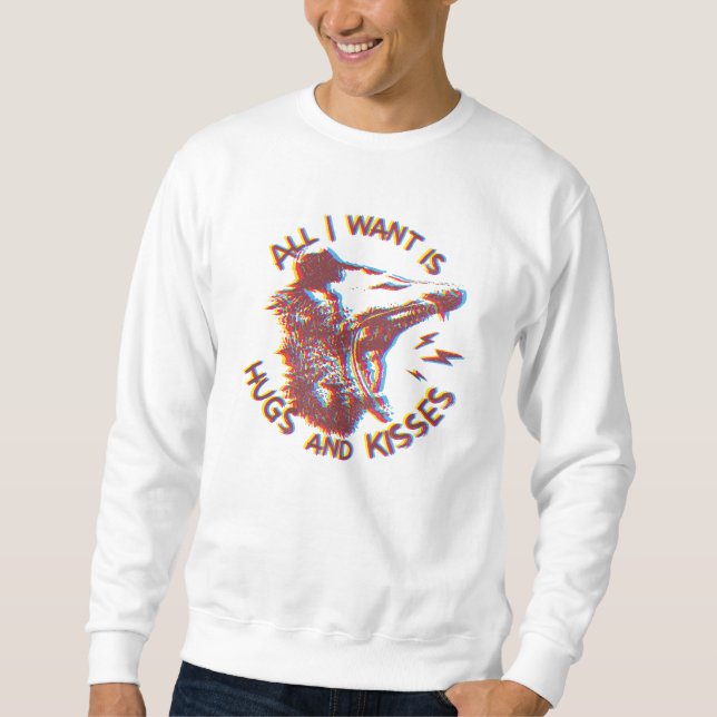 Opossum Possum Wishing For Love Funny Animal Meme Sweatshirt (Front)