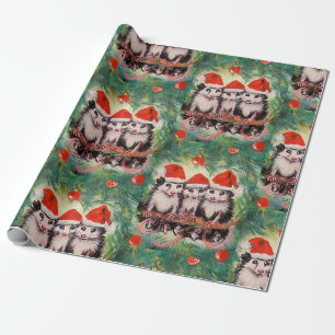 Opossum Santas Wrapping Paper