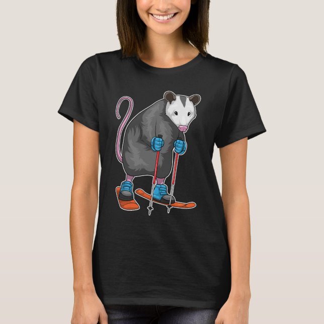 Opossum Skier Ski Winter sports T-Shirt (Front)