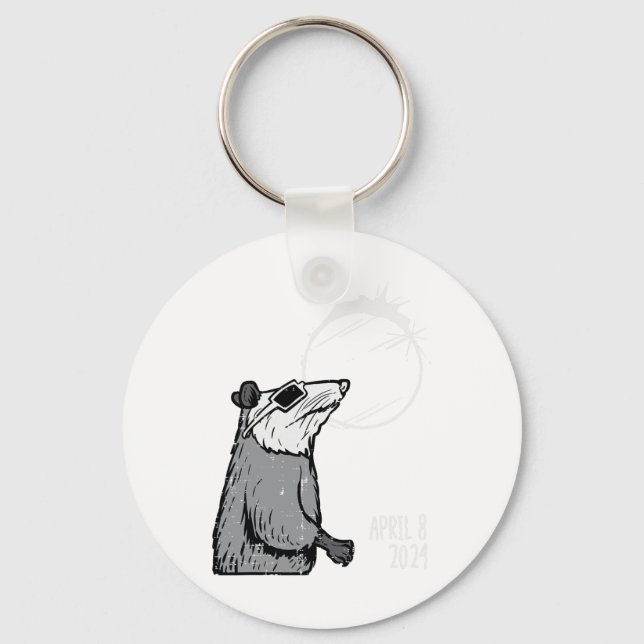 Opossum Solar Eclipse 2024 Totality April 8 Men Wo Key Ring (Front)
