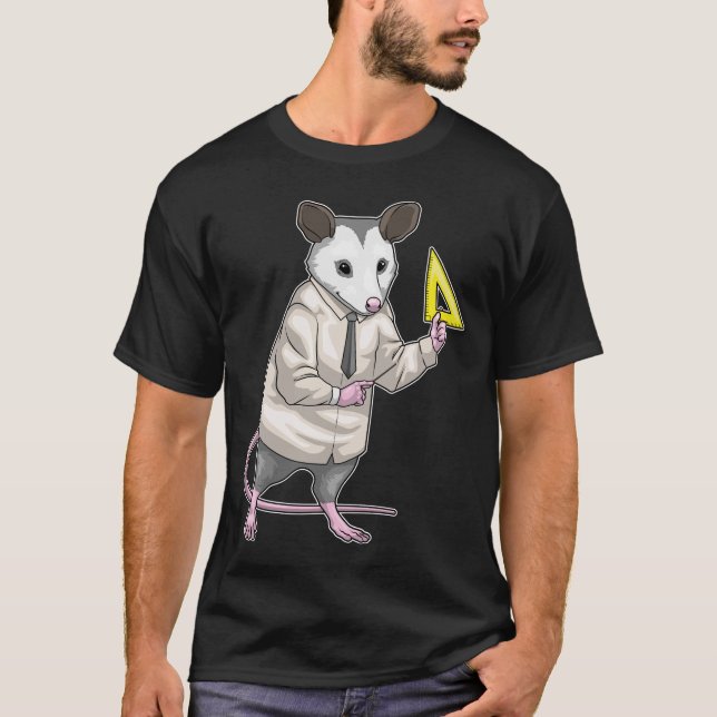 Opossum Teacher Triangle ruler Math T-Shirt (Front)