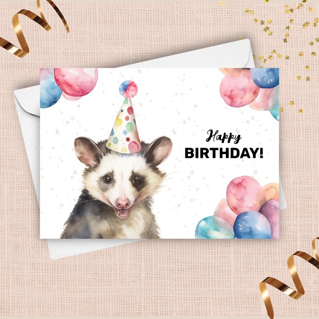 Opossum Wildlife Possum Wild Animal Happy Birthday Card (Creator Uploaded)