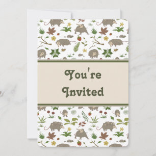 Opossums in White Birthday Party Invitation