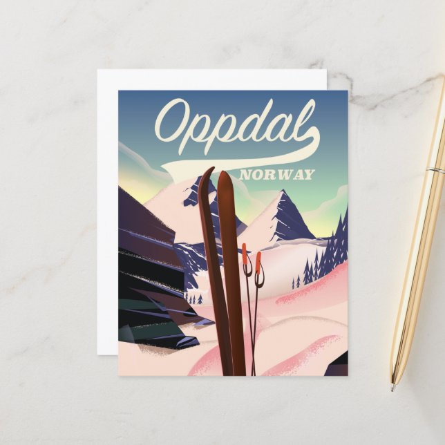 Oppdal norway ski poster. (Front/Back In Situ)