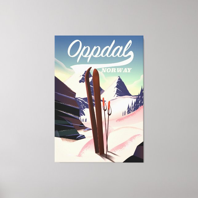 Oppdal norway ski poster. canvas print (Front)