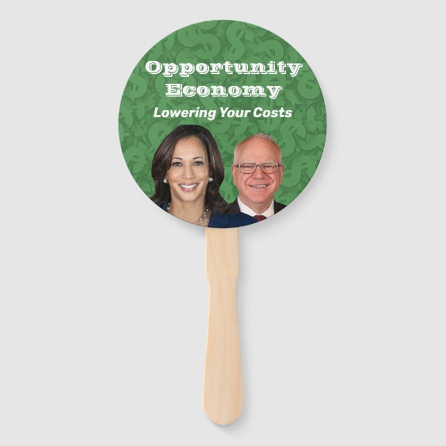 Opportunity Economy Harris Walz 2024 Hand Fan (Front)