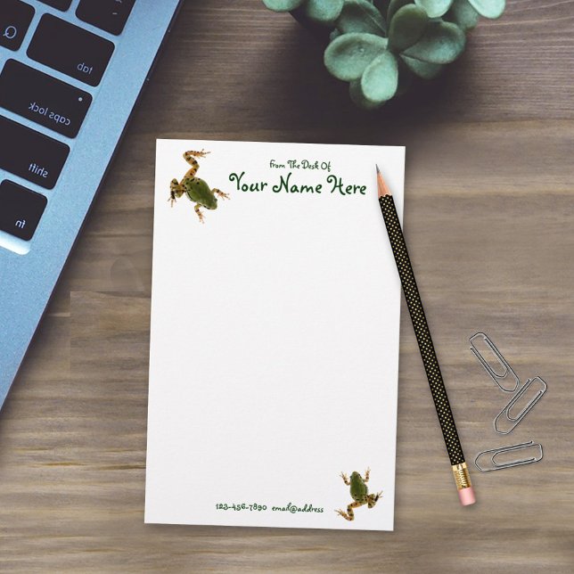 Opposing Climbing Green Frog Photograph Custom Stationery (Creator Uploaded)