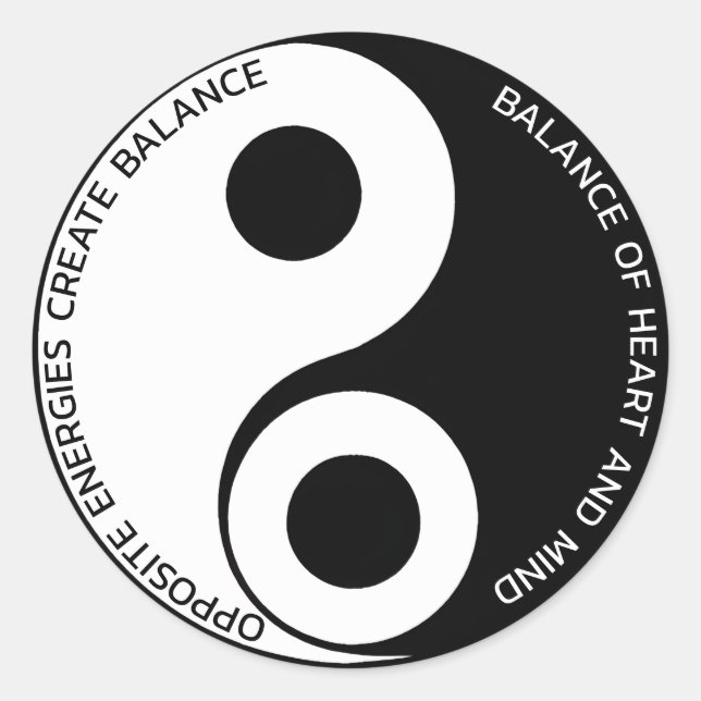 Opposite Energies, Create Balance Yin Yang Classic Round Sticker (Front)