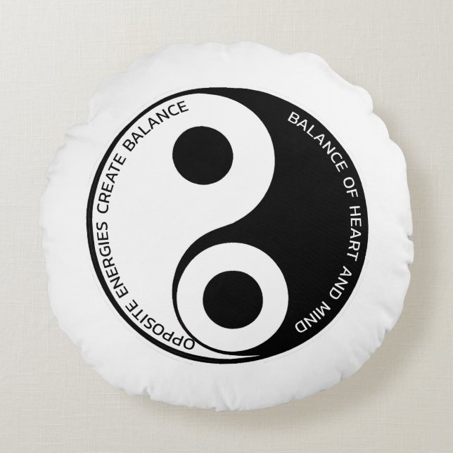 Opposite Energies, Create Balance Yin Yang Round Cushion (Front)