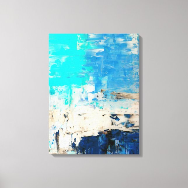 'Opposite' Turquoise Abstract Art Canvas Print (Front)
